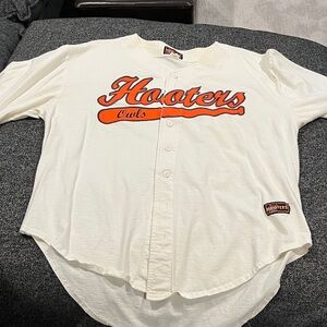 Hooters Cream Baseball Shirt with Orange Logo